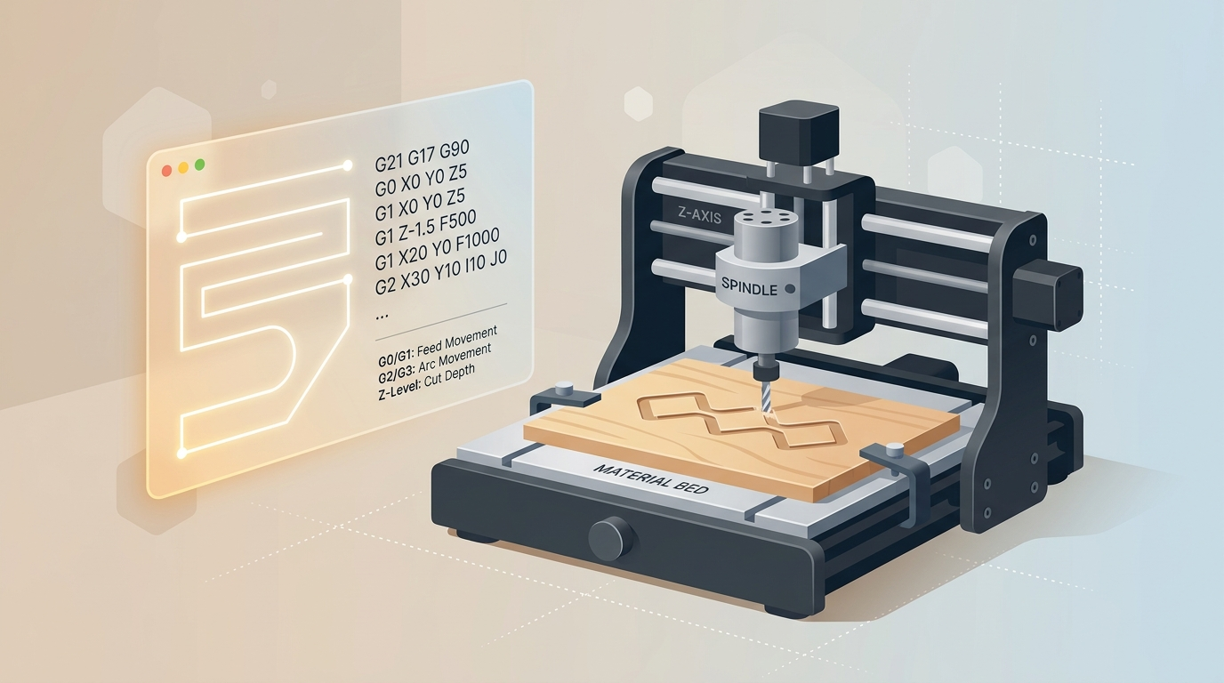 G-code and CNC machine illustration