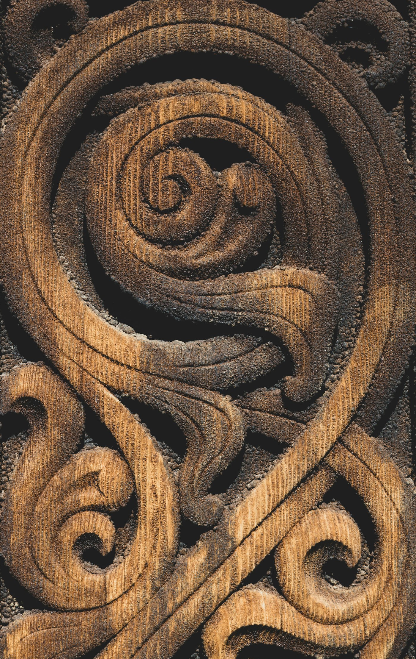 Close-up engraved wood detail